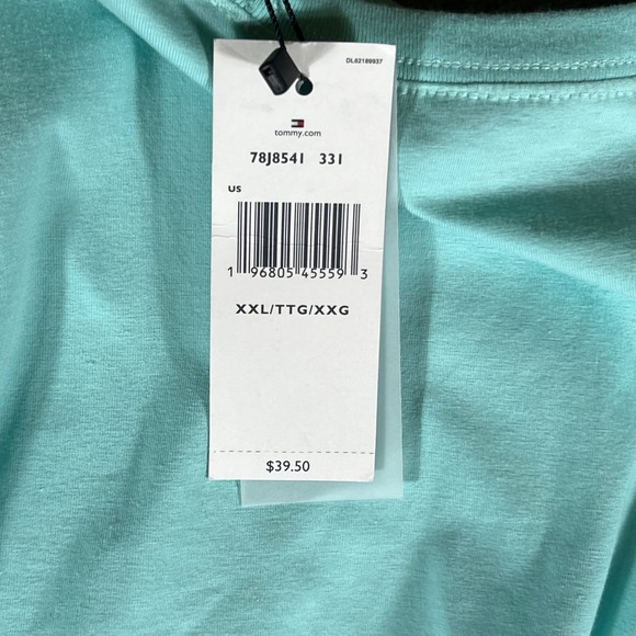 Tommy Hilfiger Mens XXL Teal Aqua Tonal Logo Short Sleeve T Shirt NWT - Picture 9 of 10